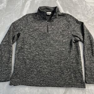 Cinch Sweater Mens Medium Gray Mock Neck 1/4 Zip Heather Knit Pullover Western